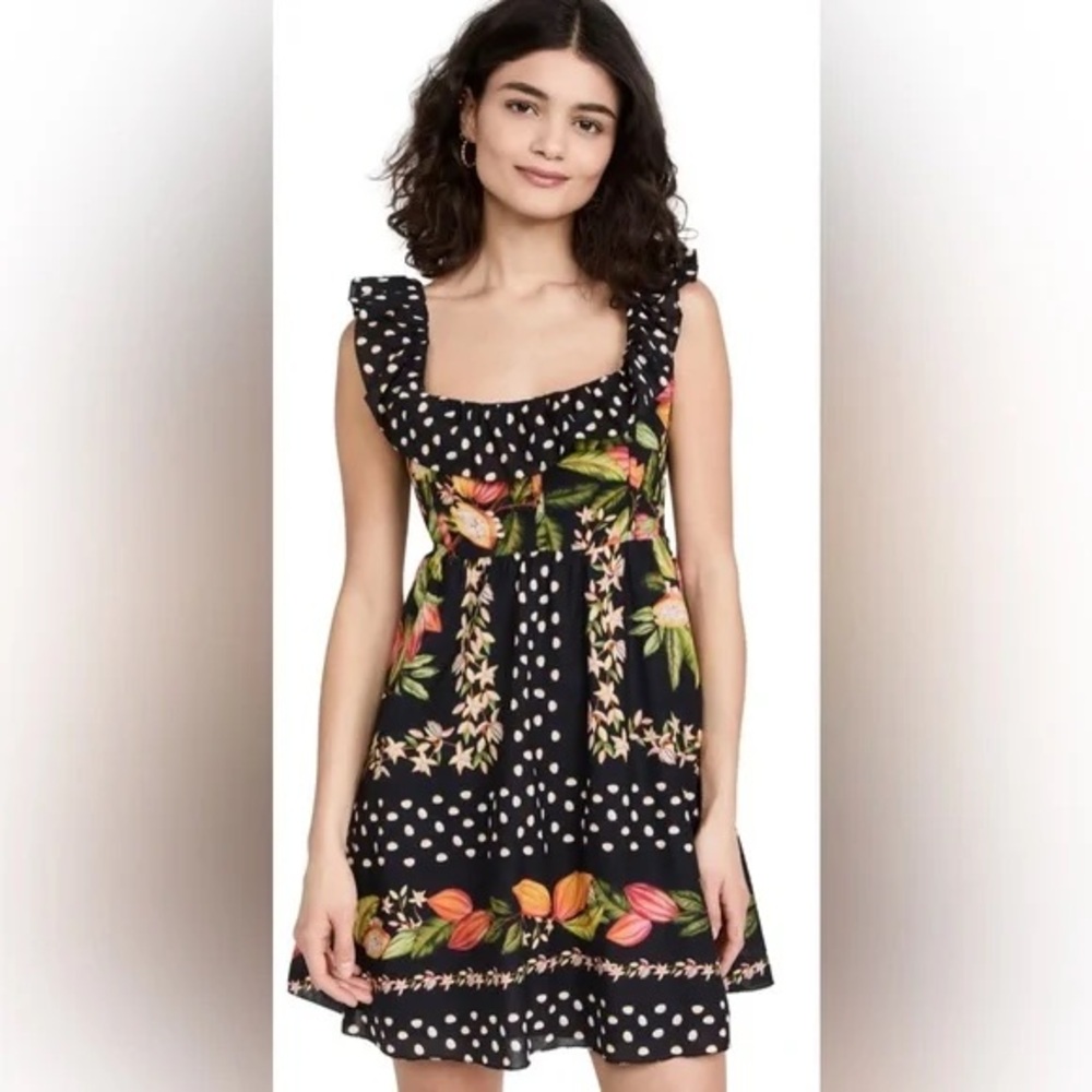 FARM Rio Black Floral Mini Dress